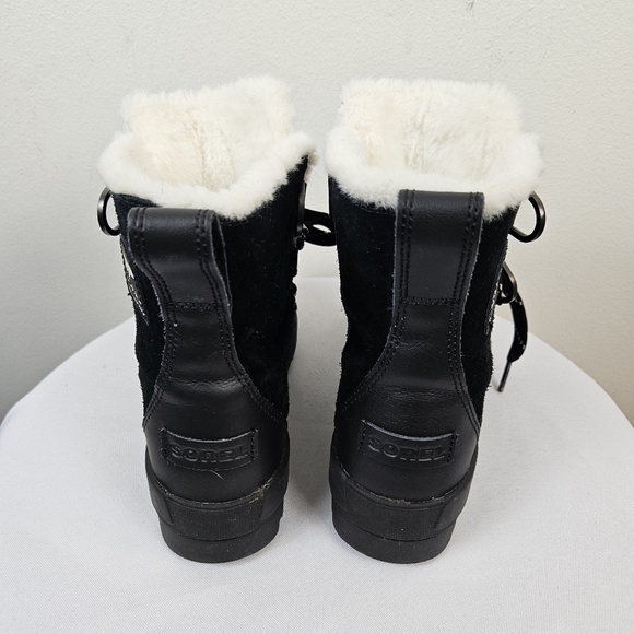Sorel Tivoli 1vWP Winter Boots Size 7 Black White Fleece Lining - Picture 6 of 11